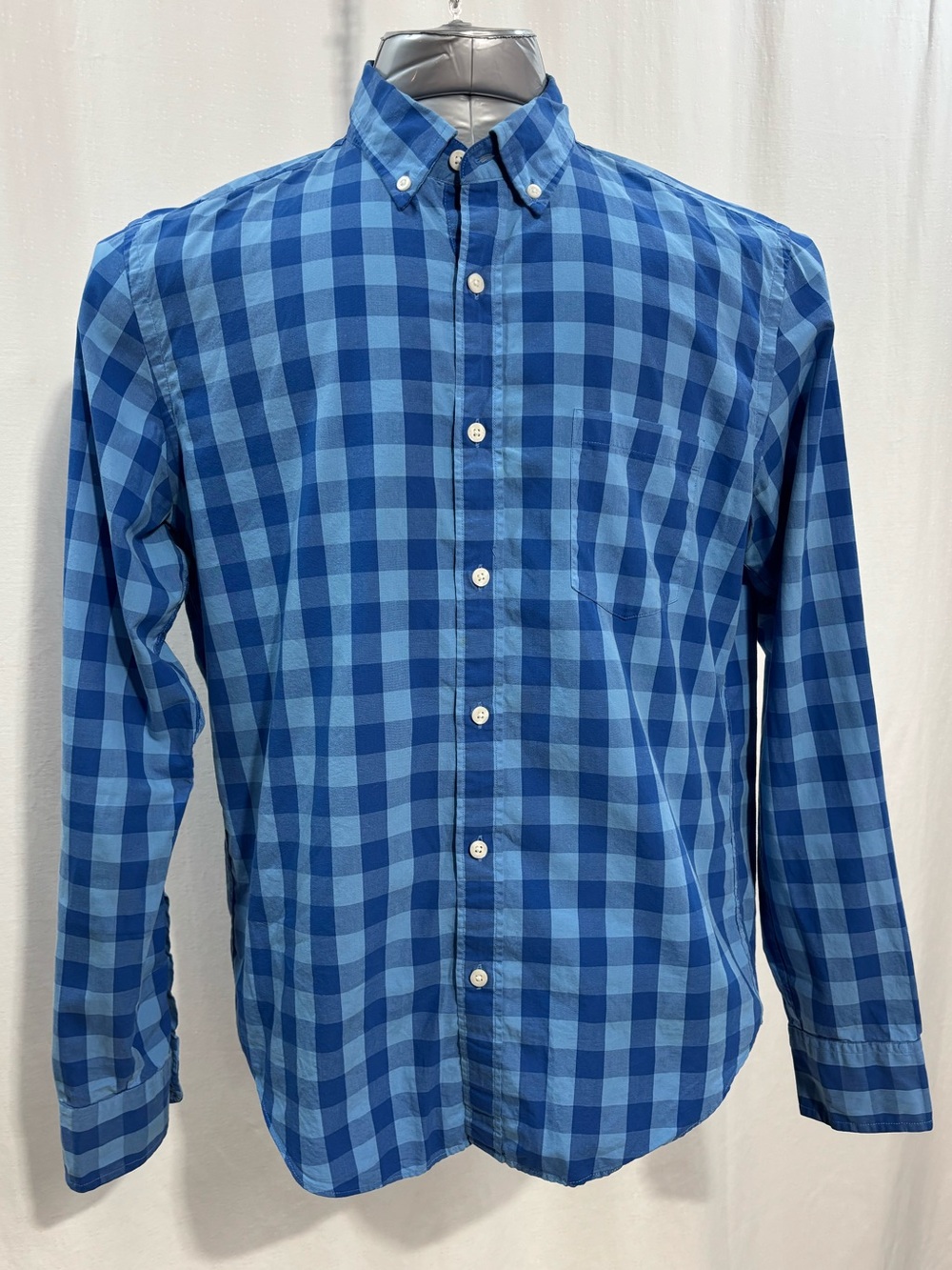 J. Crew Men's Slim Blue Check Button-Down Shirt 100% cotton Gingham work 397